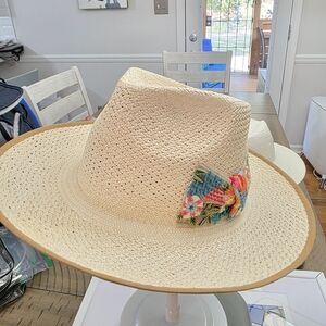 Freya Petunia Embroidered Straw Hat NWT